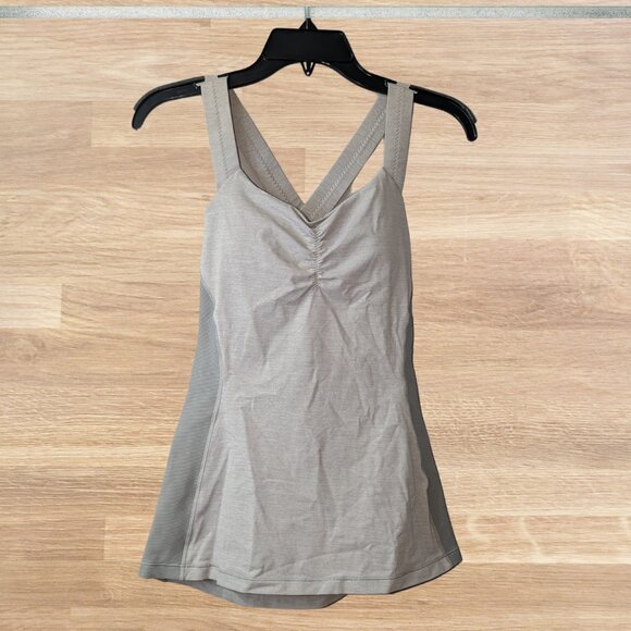 Lululemon Tops - Lululemon Core Kicker Slim-Fitting Tank Top Heather Gray Pink Wide Straps Cross